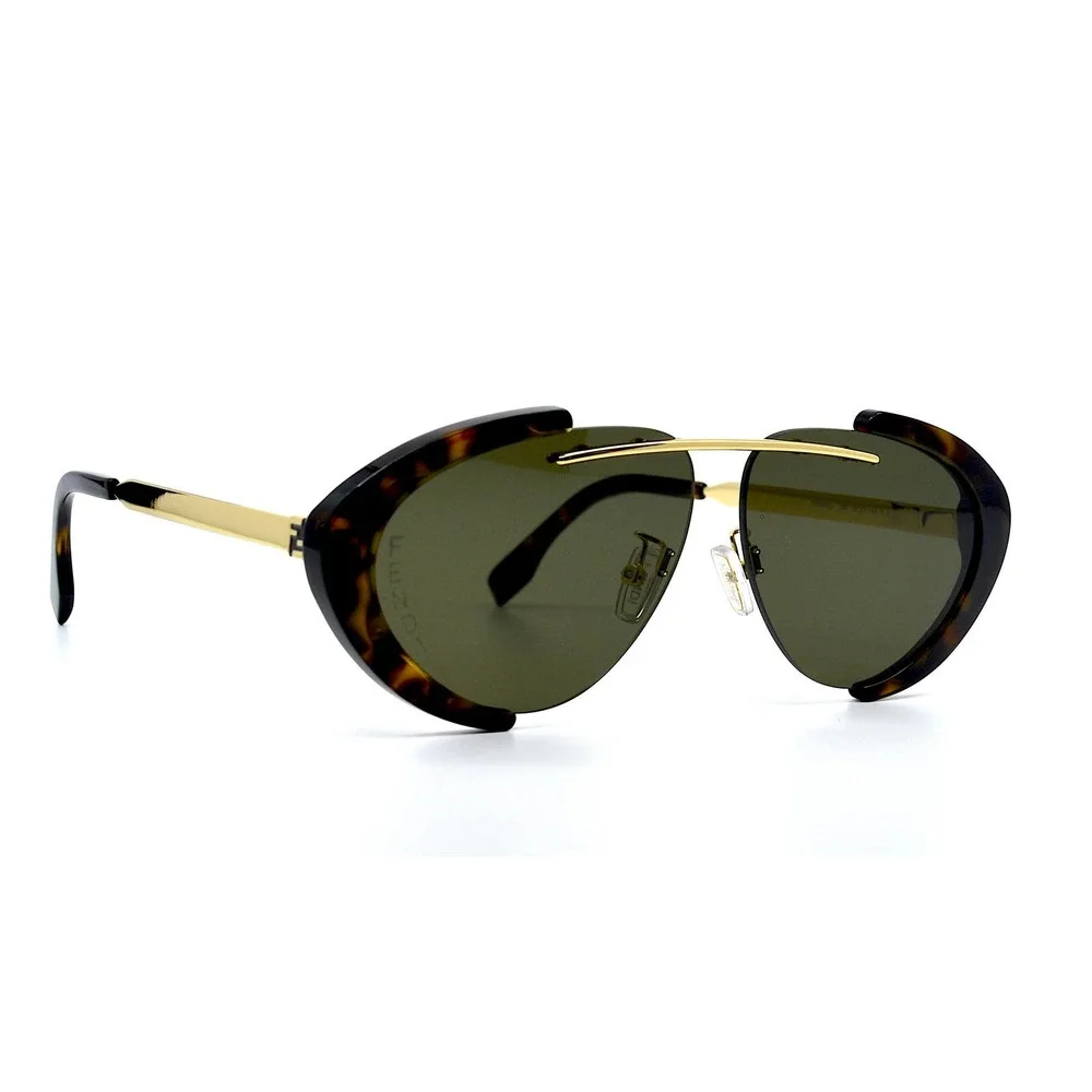 NEW FENDI FE40042U 52N DARK HAVANA/GOLD GREEN AUTHENTIC SUNGLASSES - Picture 1 of 14